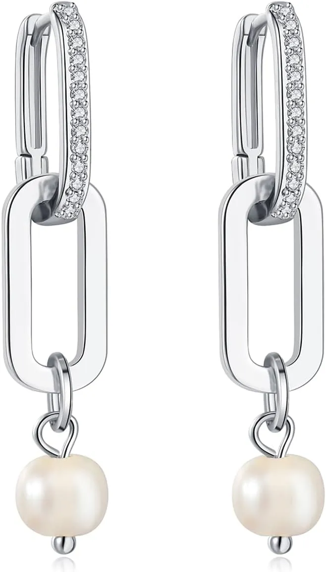 18K Gold Plated Paperclip Earrings For Women Trendy Chain Link Earrings Gold Statement Hoops Earrings Rectangle Drop Dangle Earrings Jewelry Gifts For Wedding