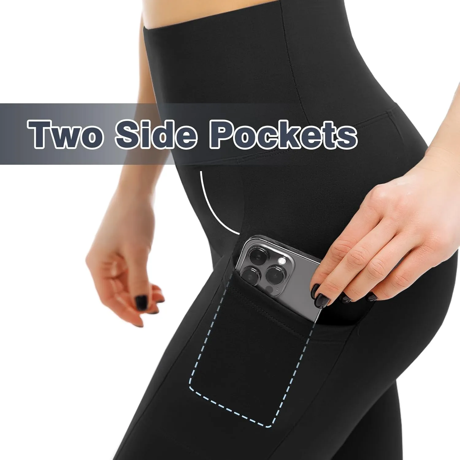 2 Pack Leggings with Pockets for Women, High Waisted Soft Leggings for Yoga Gym