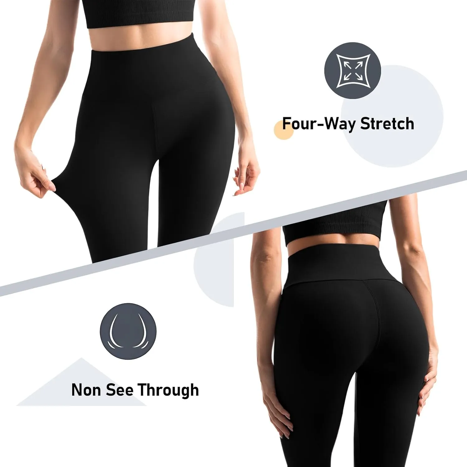 2 Pack Leggings with Pockets for Women, High Waisted Soft Leggings for Yoga Gym