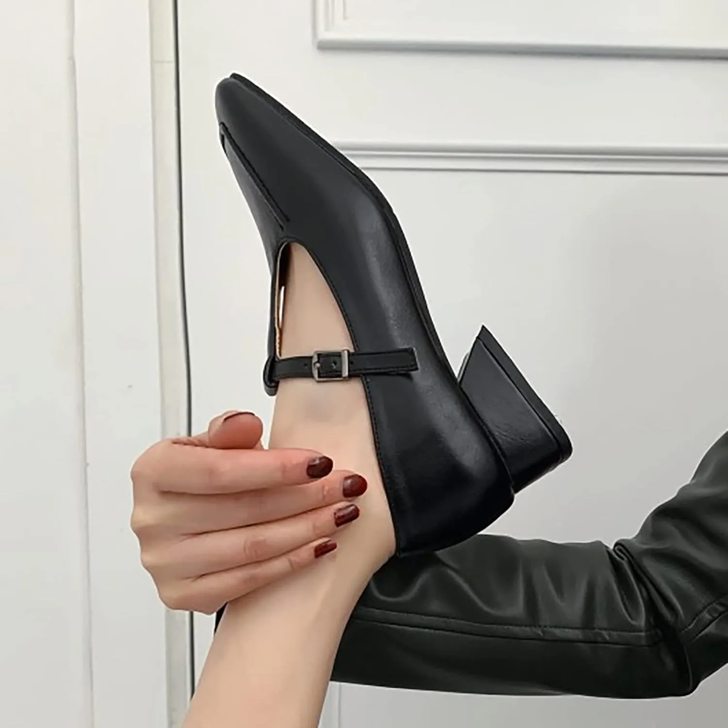 2025 Women Closed Toe Sandals Fashion Square Head Elegant Wedge Heel Footwear Summer Dress Walking Slippers with Ankle Strap Comfortable Breathable Party Dance Height Increase Casual Shoe