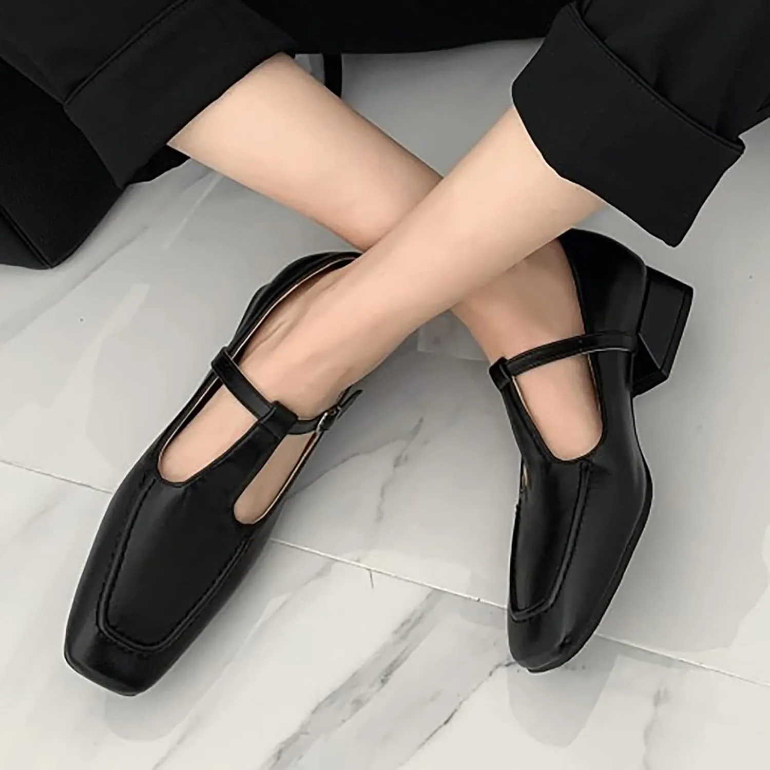 2025 Women Closed Toe Sandals Fashion Square Head Elegant Wedge Heel Footwear Summer Dress Walking Slippers with Ankle Strap Comfortable Breathable Party Dance Height Increase Casual Shoe