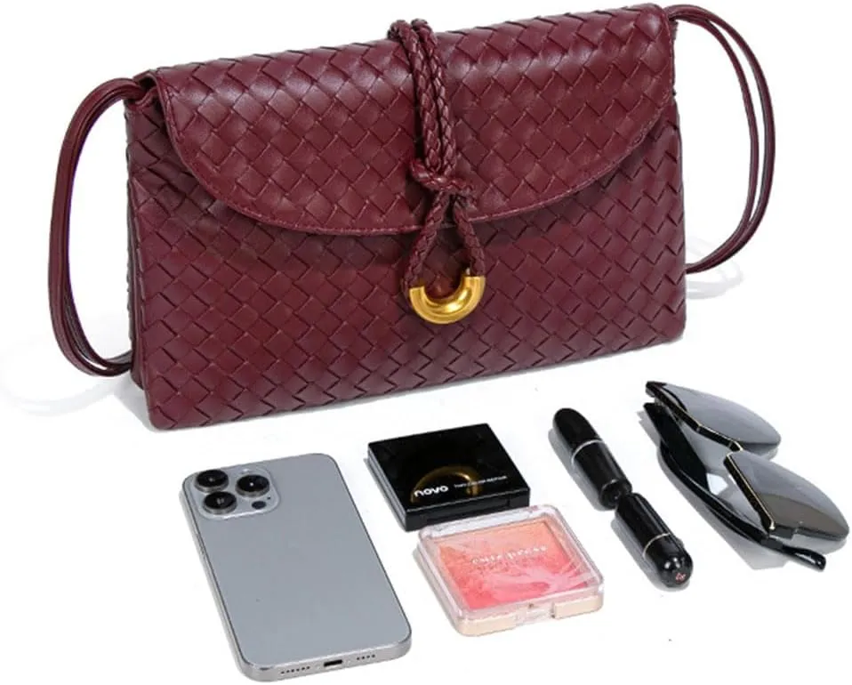 2025 Woven Tote Bag Clutch for Women Soft Leather Envelope Bag Purse Crossbody Handbag Woven Shoulder Purse Hobo Handbags
