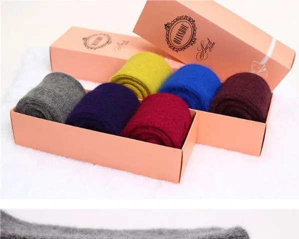 3Pairs Top Quality Winter Rabbit Wool Thickening Warm Socks Women Pure Solid Color Thermal Sock Ultra Thick Female Meias Socks