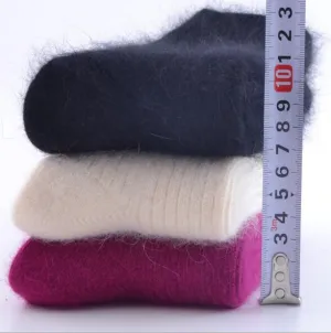 3Pairs Top Quality Winter Rabbit Wool Thickening Warm Socks Women Pure Solid Color Thermal Sock Ultra Thick Female Meias Socks