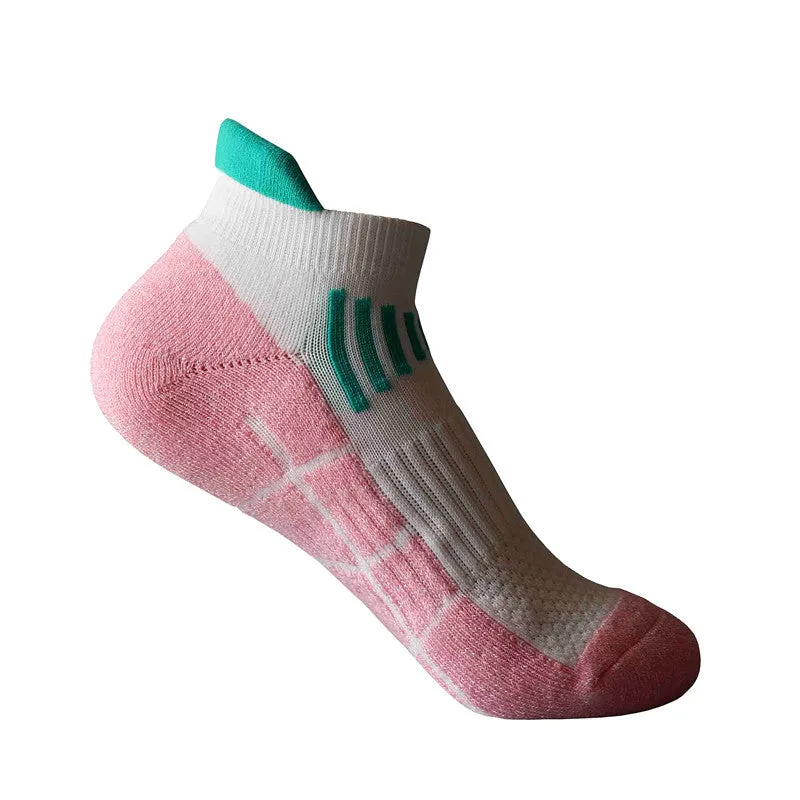 6 Pairs Female Sports Socks Towels Anti Friction Spell Color Mesh Breathable Bottom Sock Running Socks Outdoor