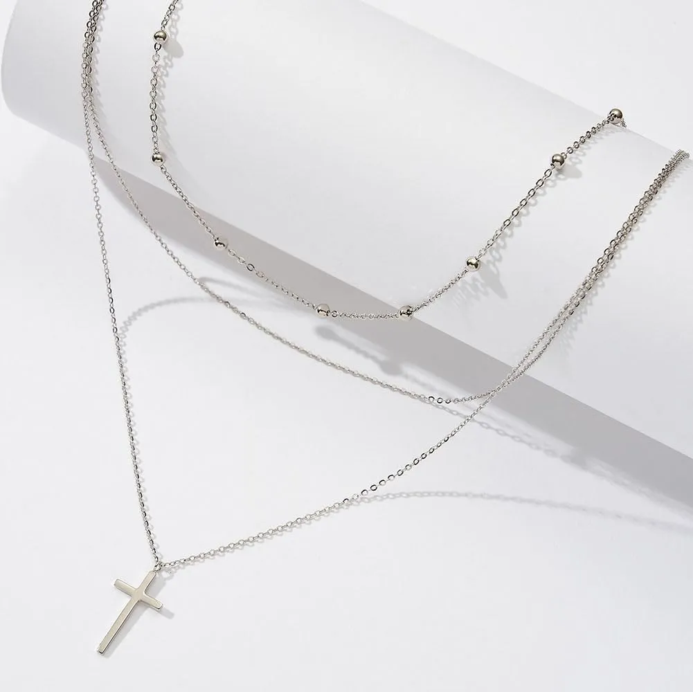 925 Sterling Silver Simple Cross Pendant Necklace for Women Christian Birthday Baptism Gift