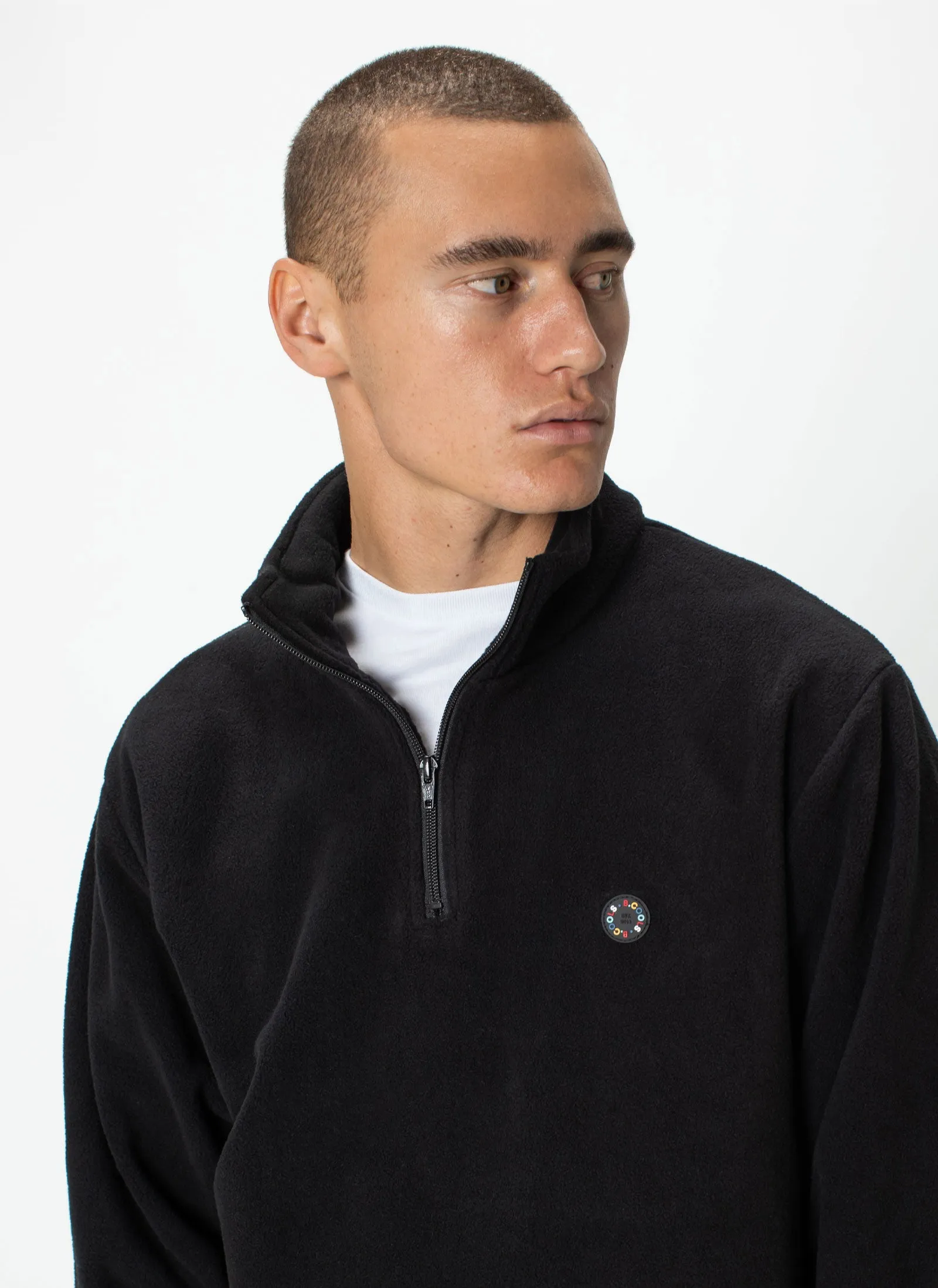 Badge Pullover Polar Fleece Black