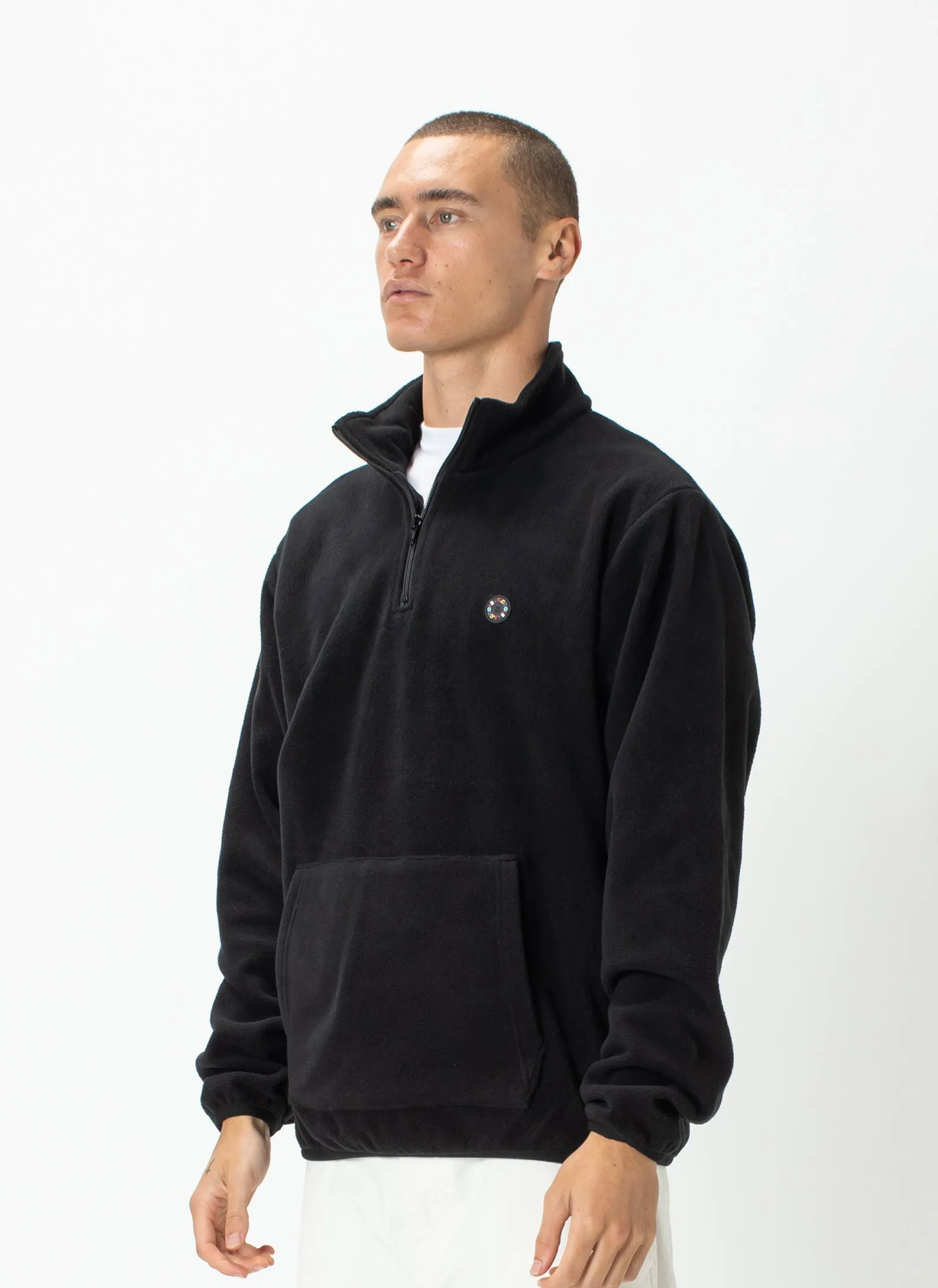Badge Pullover Polar Fleece Black