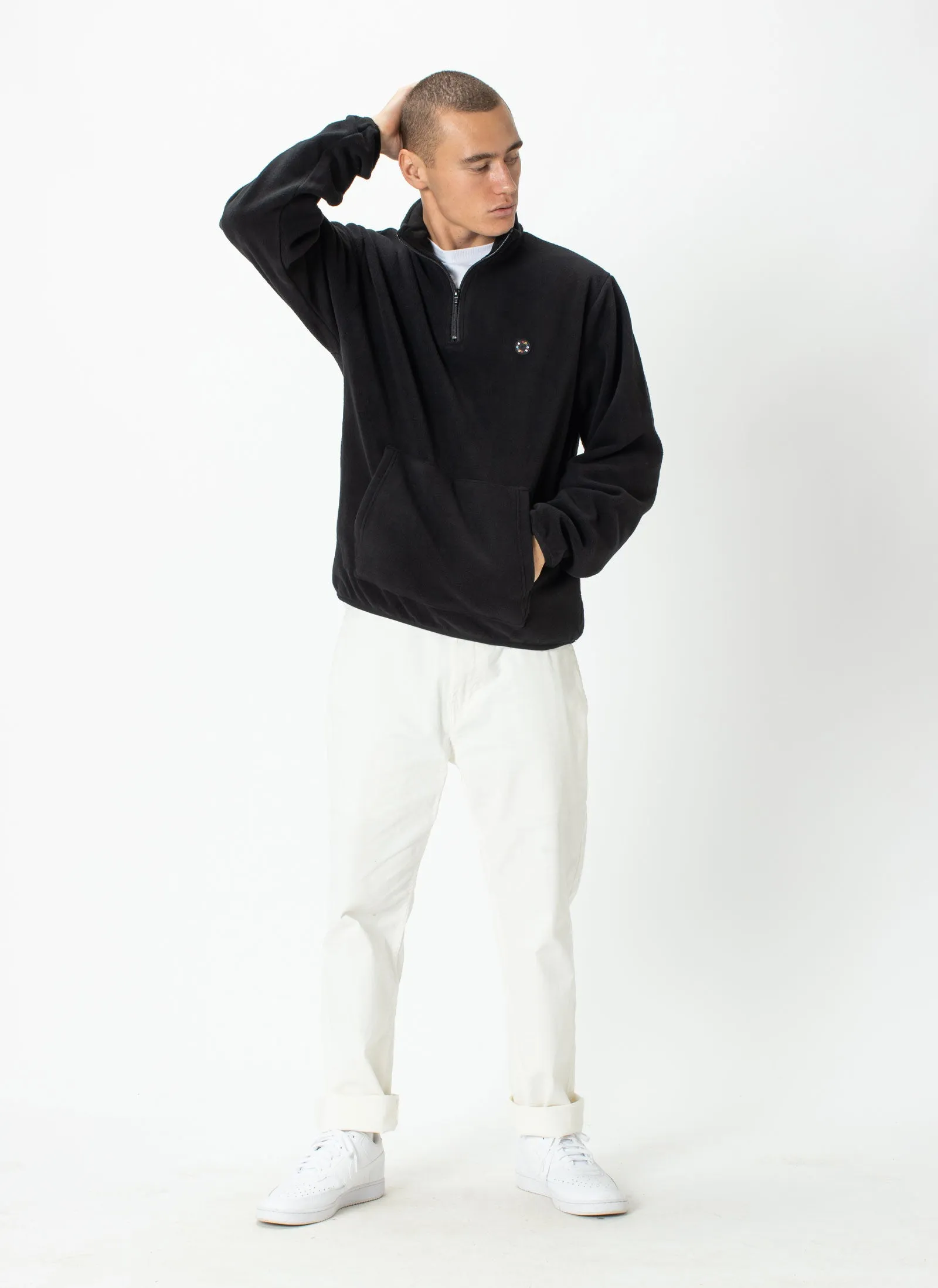 Badge Pullover Polar Fleece Black
