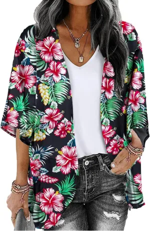 BB&KK Women's Floral Kimono Summer Short Cover Ups Tops