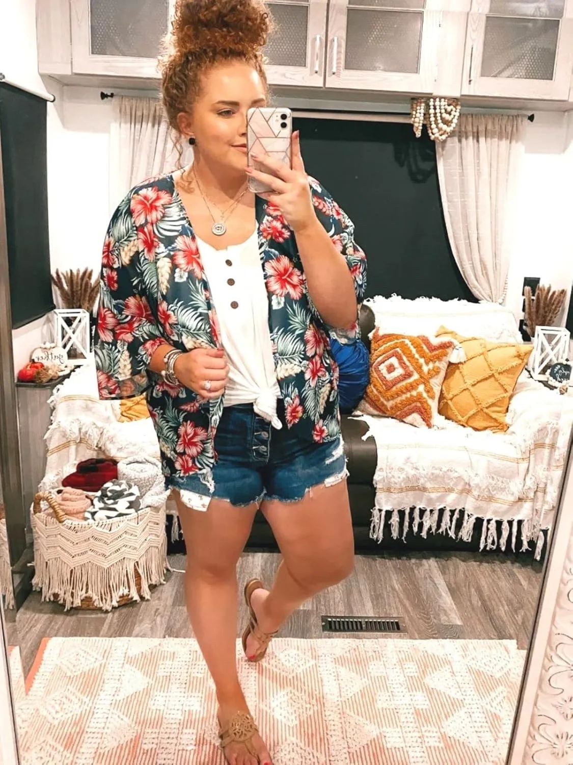 BB&KK Women's Floral Kimono Summer Short Cover Ups Tops