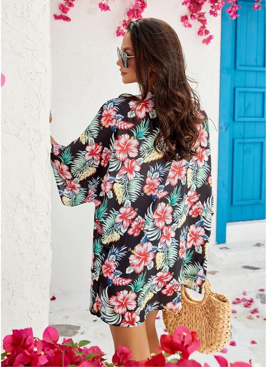 BB&KK Women's Floral Kimono Summer Short Cover Ups Tops