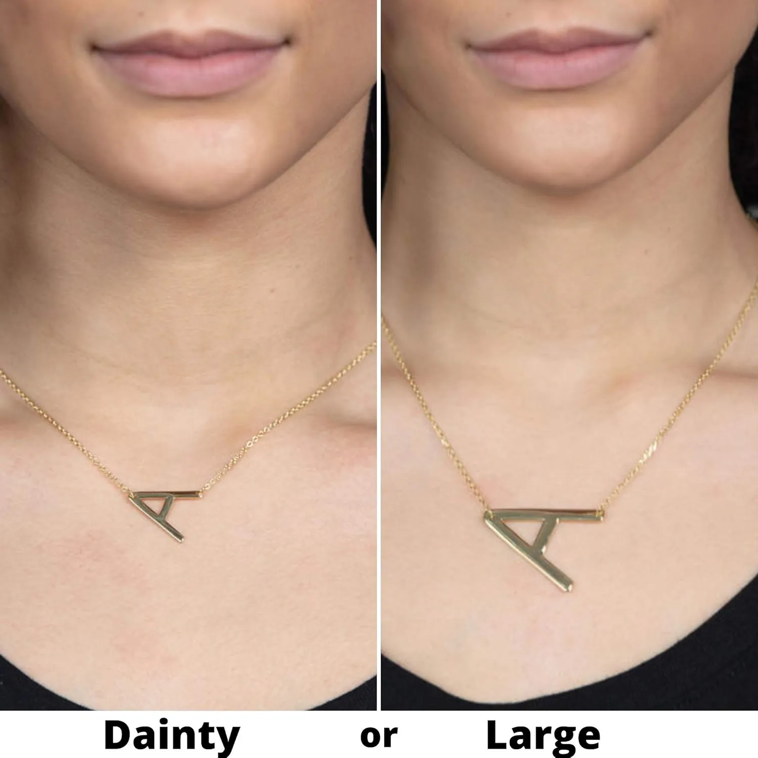 Beaux Bijoux Sideways Initial Necklaces for Women | 14k Gold and Silver Letter Necklaces | Unique Birthday Gift | Trendy Jewelry | Dainty Handmade Necklaces for Women