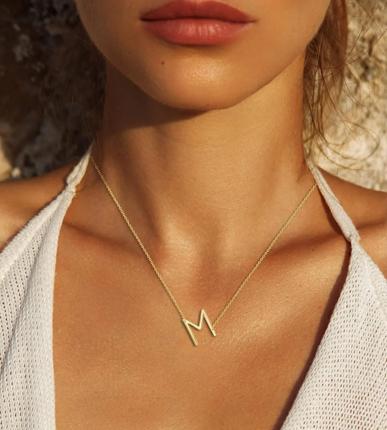 Beaux Bijoux Sideways Initial Necklaces for Women | 14k Gold and Silver Letter Necklaces | Unique Birthday Gift | Trendy Jewelry | Dainty Handmade Necklaces for Women