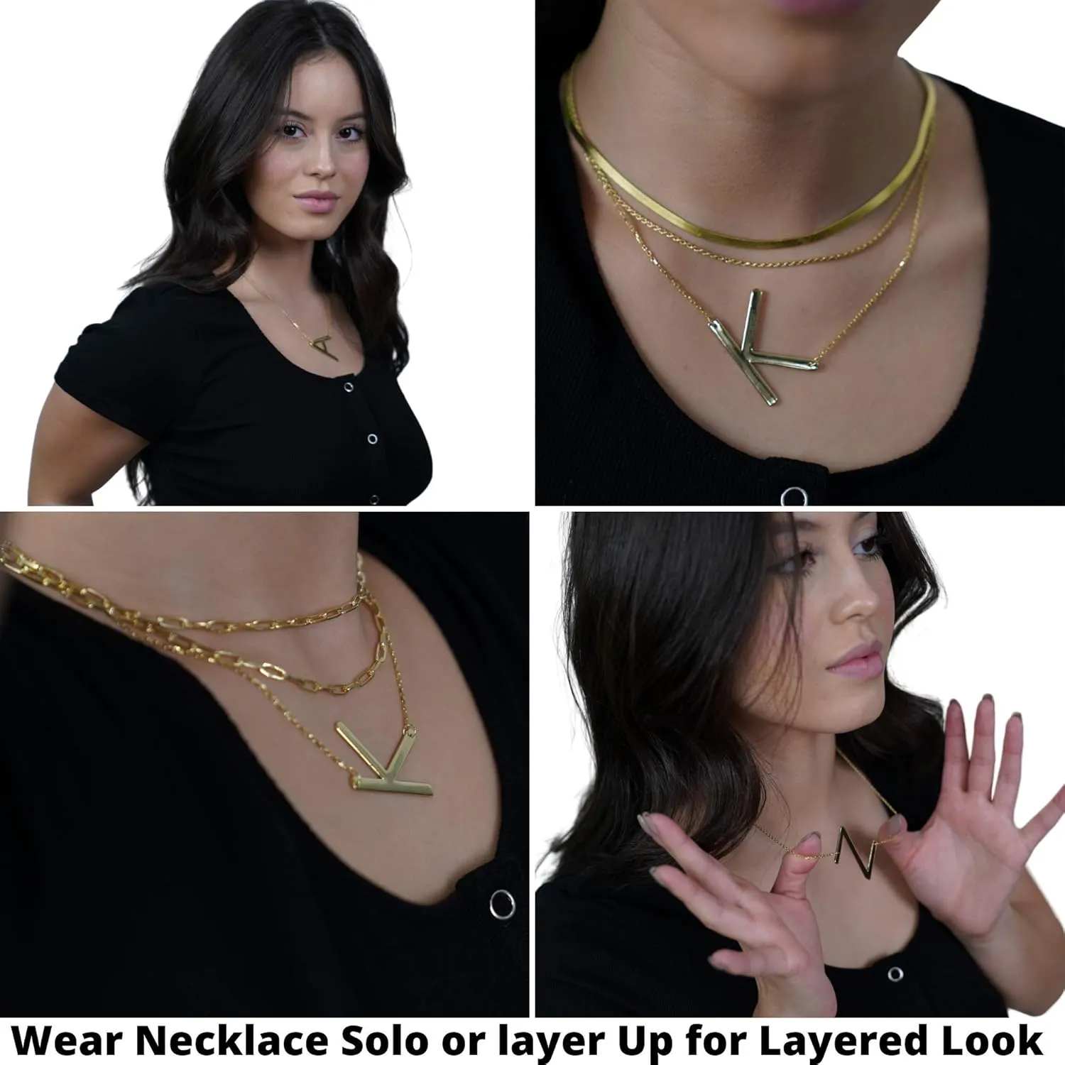 Beaux Bijoux Sideways Initial Necklaces for Women | 14k Gold and Silver Letter Necklaces | Unique Birthday Gift | Trendy Jewelry | Dainty Handmade Necklaces for Women