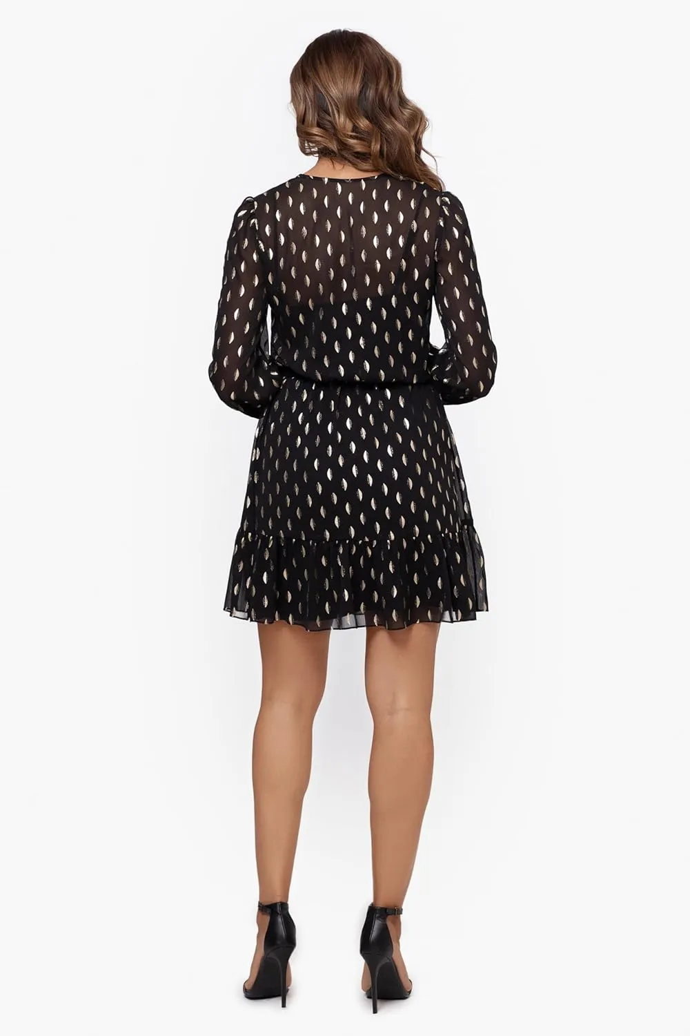 Betsy & Adam Men's Women's Short Clip Dot Dress with Belt Tie