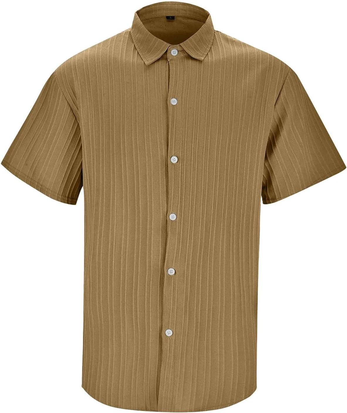Big and Tall Linen Shirts for Men Short Sleeve Button Down Loose Casual Jacquard Striped T-Shirt Lightweight Summer Basic Tee