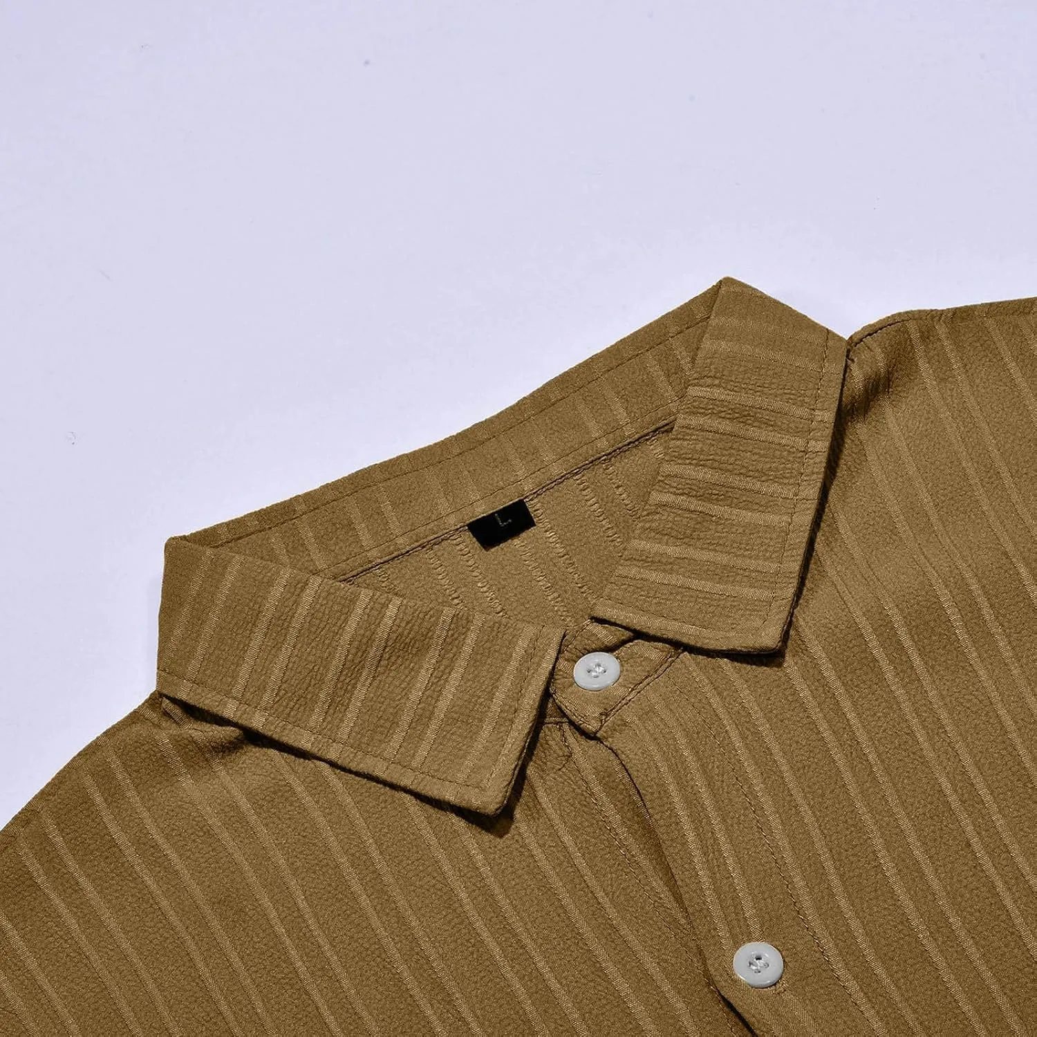 Big and Tall Linen Shirts for Men Short Sleeve Button Down Loose Casual Jacquard Striped T-Shirt Lightweight Summer Basic Tee