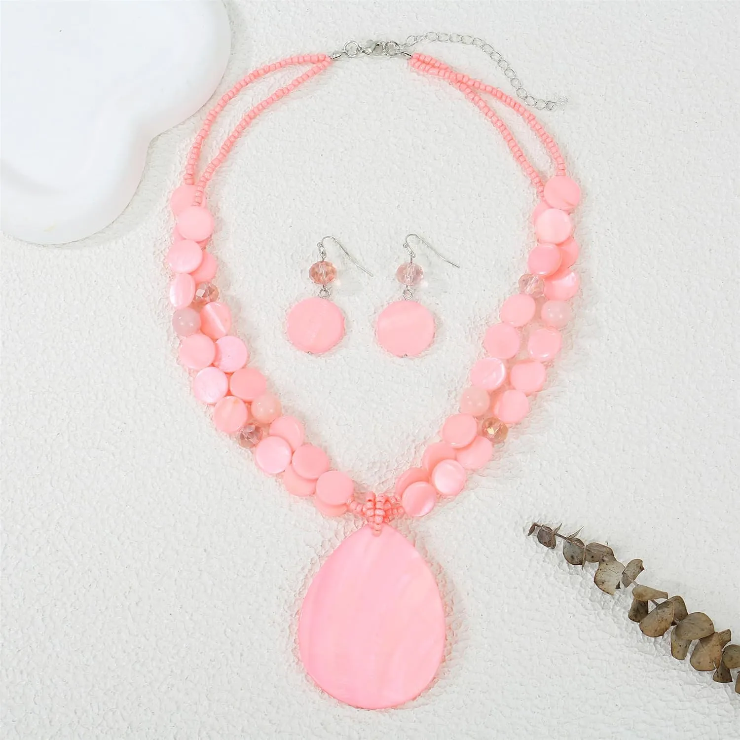 Big Teardrop Pendant Necklaces for Women Colorful Beaded Necklaces Statement Set for Holiday.
