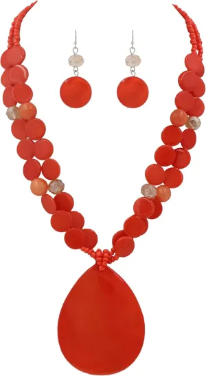 Big Teardrop Pendant Necklaces for Women Colorful Beaded Necklaces Statement Set for Holiday.