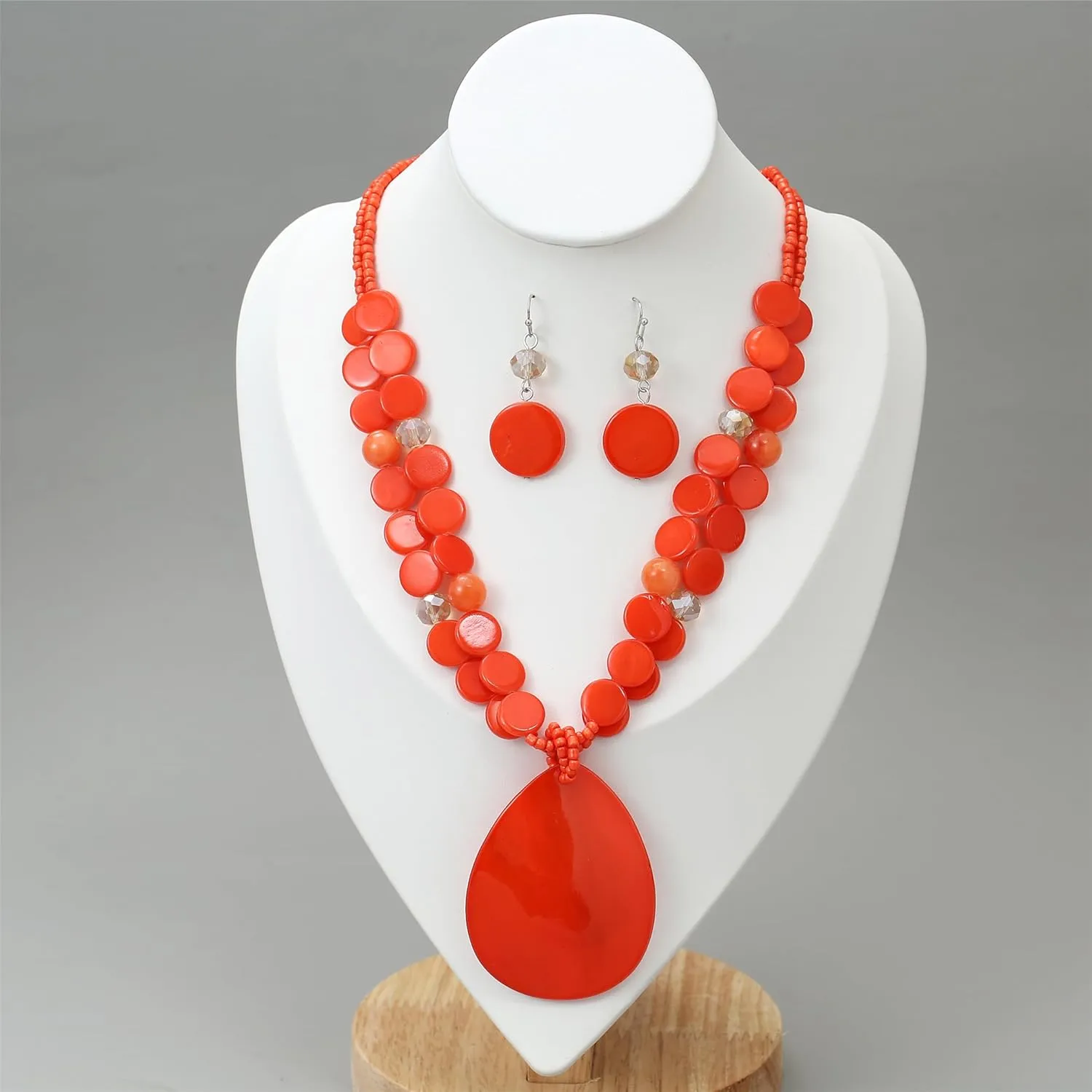 Big Teardrop Pendant Necklaces for Women Colorful Beaded Necklaces Statement Set for Holiday.