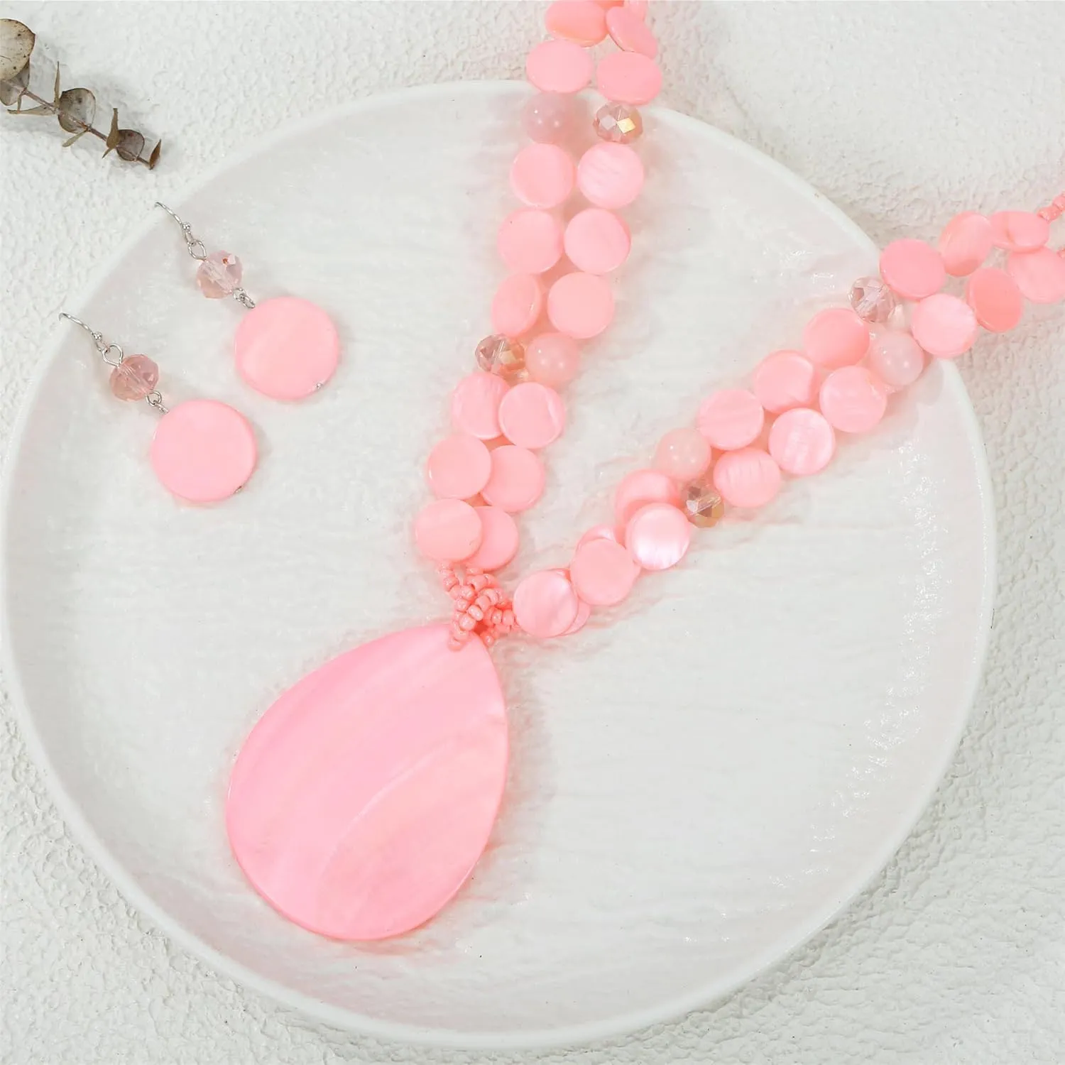 Big Teardrop Pendant Necklaces for Women Colorful Beaded Necklaces Statement Set for Holiday.