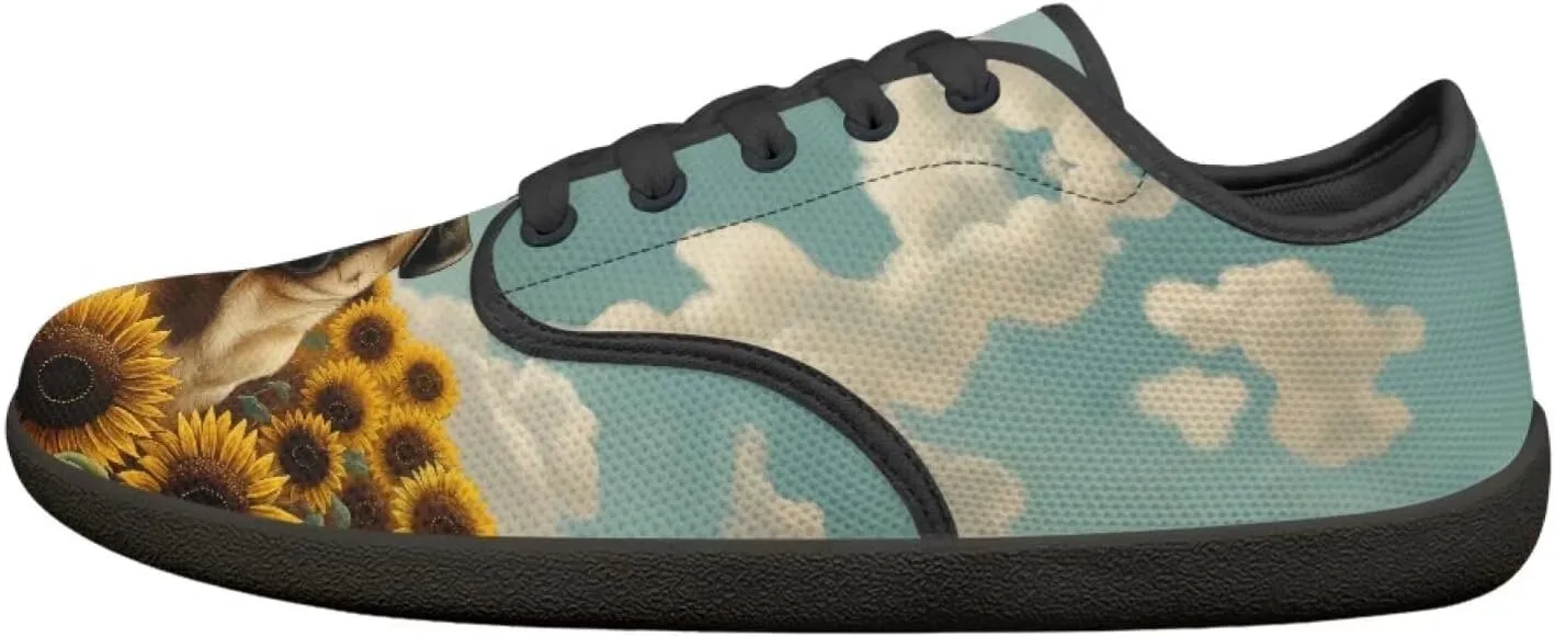 Binienty Lace Up Sneakers for Women Fashion Flats Wide Width Barefoot Zero Drop Shoes Travel Shoe