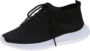 Black Casual Sneakers for Women Platform Women's Black Slip On Tennis Shoes Walking Shoes for Women Slip Ons Women's Sneakers Wide Feet Zapatos Cerrados De Mujer De Vestir Elegantes Comodos