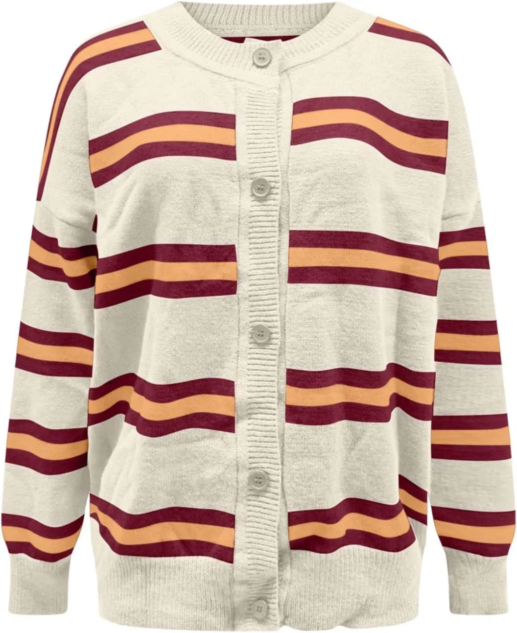 Blue Striped Cardigan for Women Button Up Long Sleeve Knit Sweater Casual Cozy Fall Cardigan for Everyday Wear