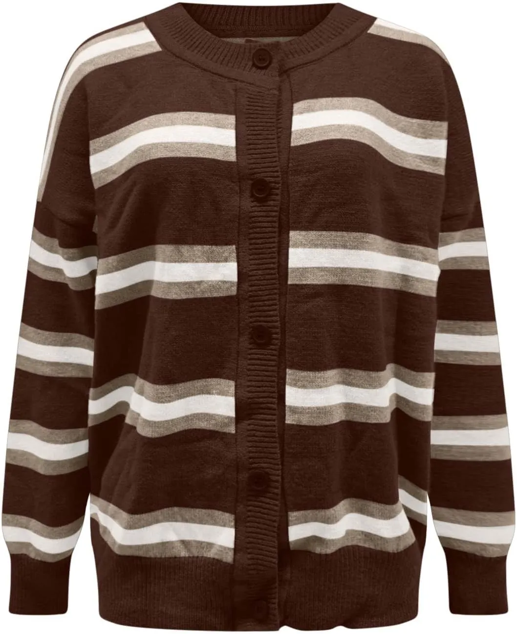 Blue Striped Cardigan for Women Button Up Long Sleeve Knit Sweater Casual Cozy Fall Cardigan for Everyday Wear
