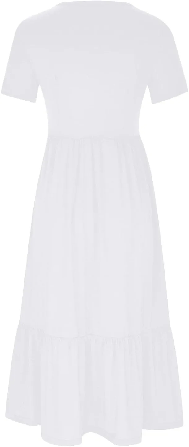 Boho Dresses Women 2024 Summer Casual Short Sleeve A-Line Boho Flowy Beach Dress Vacation Daily Loose Sundress with Pockets