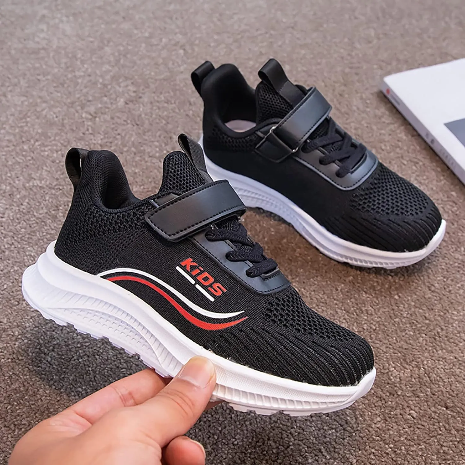 Boys Girls Sneakers Lightweight Breathable Athletic Running Shoes Slip On Walking Sports Shoes Fashion Shoes