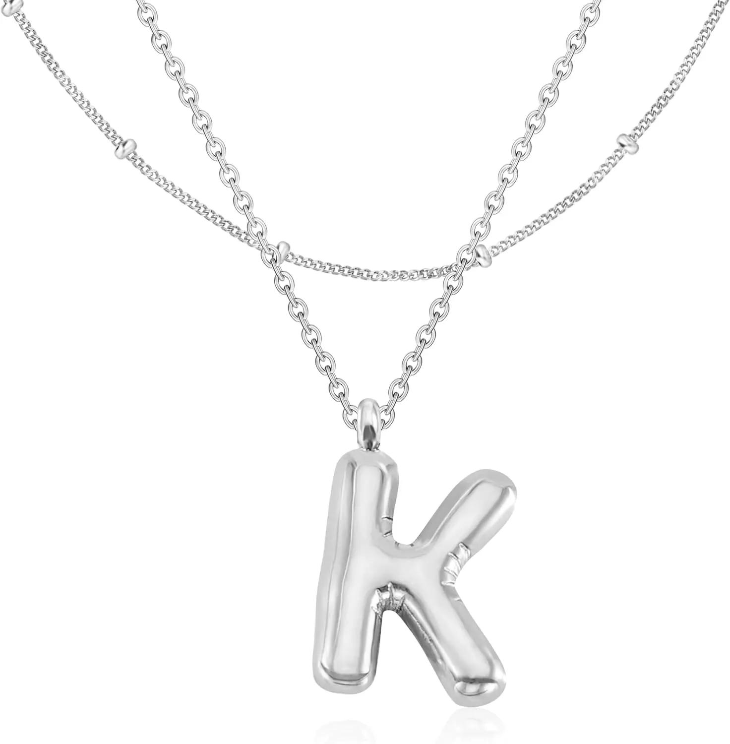 Bubble Letter Necklace Gold Women - 18K Gold Plated Initial Necklaces for women, Dainty Letter Gold Necklace, Layered Gold Necklaces, Trendy Initial Necklaces Jewelry