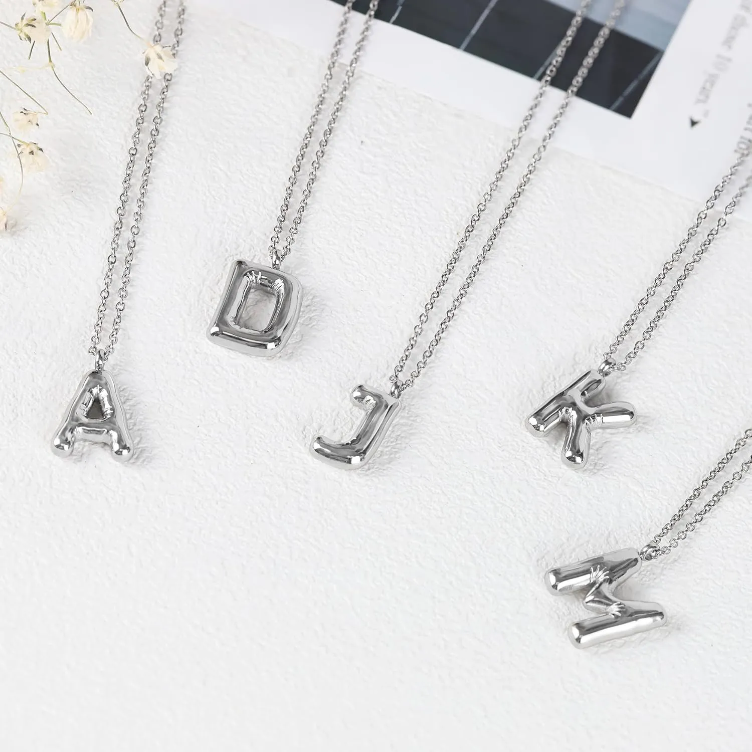 Bubble Letter Necklace Gold Women - 18K Gold Plated Initial Necklaces for women, Dainty Letter Gold Necklace, Layered Gold Necklaces, Trendy Initial Necklaces Jewelry