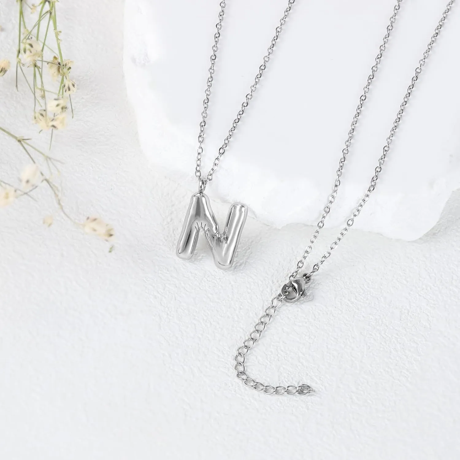 Bubble Letter Necklace Gold Women - 18K Gold Plated Initial Necklaces for women, Dainty Letter Gold Necklace, Layered Gold Necklaces, Trendy Initial Necklaces Jewelry