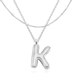 Bubble Letter Necklace Gold Women - 18K Gold Plated Initial Necklaces for women, Dainty Letter Gold Necklace, Layered Gold Necklaces, Trendy Initial Necklaces Jewelry