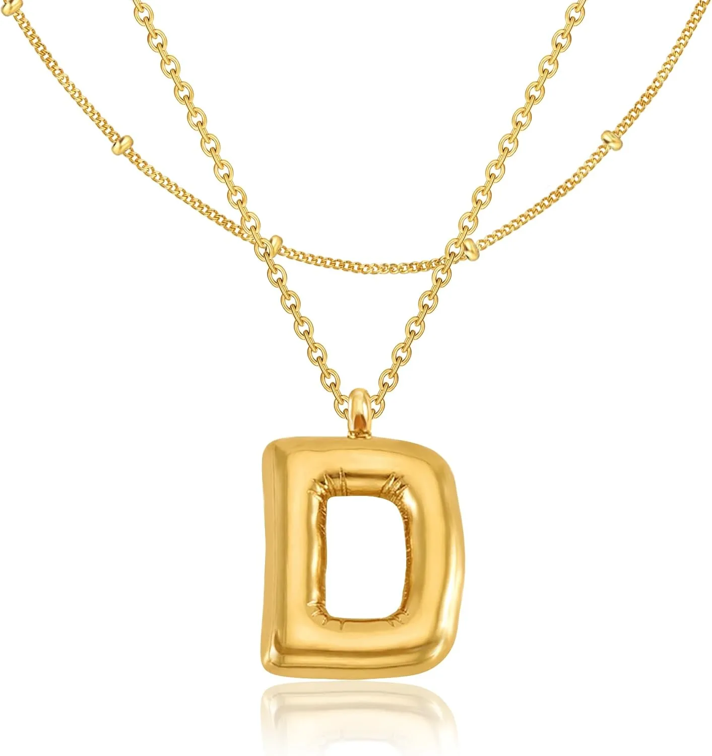 Bubble Letter Necklace Gold Women - 18K Gold Plated Initial Necklaces for women, Dainty Letter Gold Necklace, Layered Gold Necklaces, Trendy Initial Necklaces Jewelry