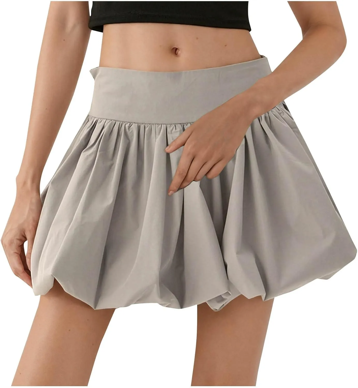 Bubble Skirts for Women A Line Mini Skirt Puffy Flared Skirts High Waisted Summer Skirt Casual Short Skirt Streetwear