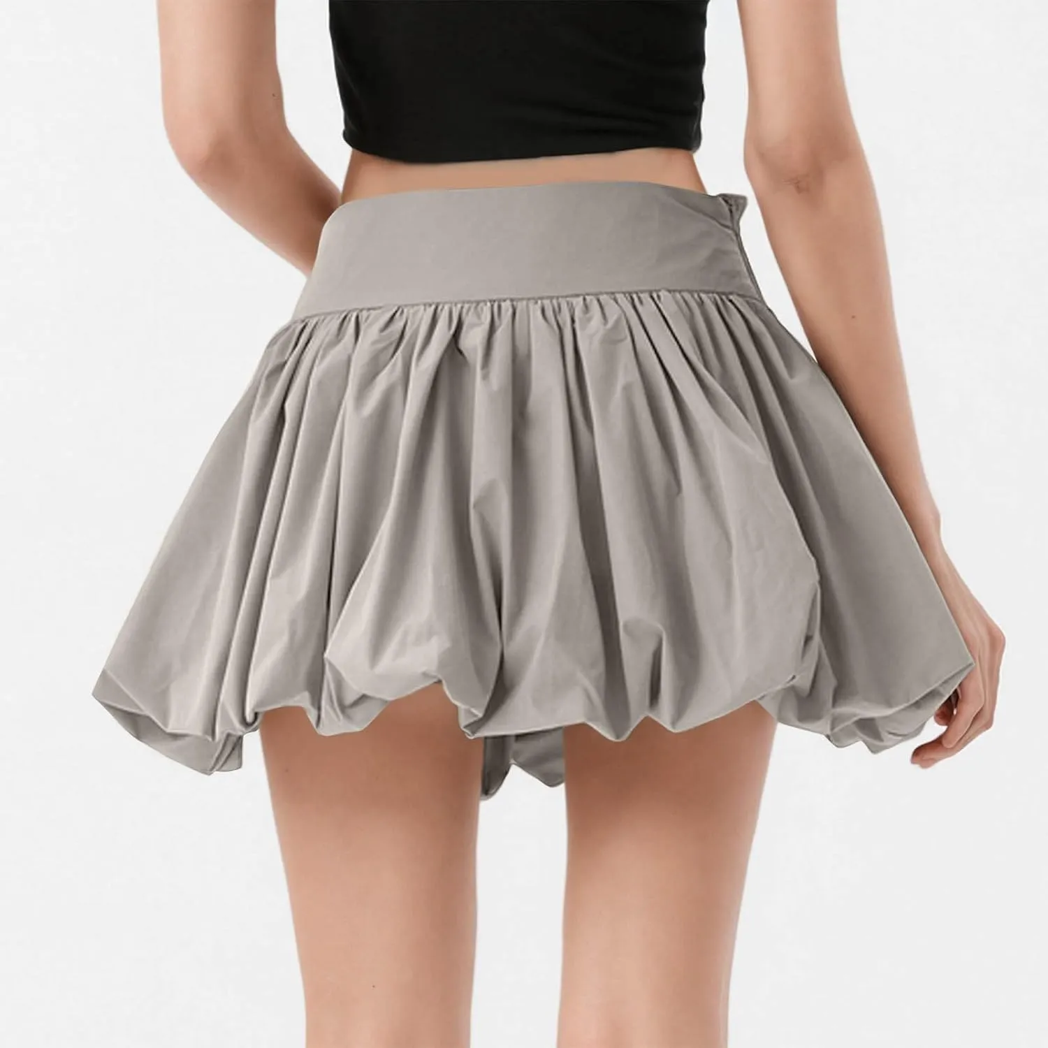 Bubble Skirts for Women A Line Mini Skirt Puffy Flared Skirts High Waisted Summer Skirt Casual Short Skirt Streetwear