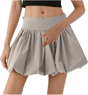 Bubble Skirts for Women A Line Mini Skirt Puffy Flared Skirts High Waisted Summer Skirt Casual Short Skirt Streetwear