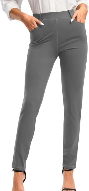 Business Pants for Women 2025 Solid Color Basic Simple Legging with Pocket High Waist Straight Leg Suit Trousers