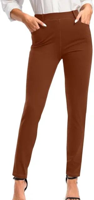 Business Pants for Women 2025 Solid Color Basic Simple Legging with Pocket High Waist Straight Leg Suit Trousers