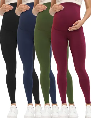 Buttergene 4 Pack Women's Creamlush Maternity Leggings Maternity Yoga Pants Pregnancy Leggings Maternity Clothes