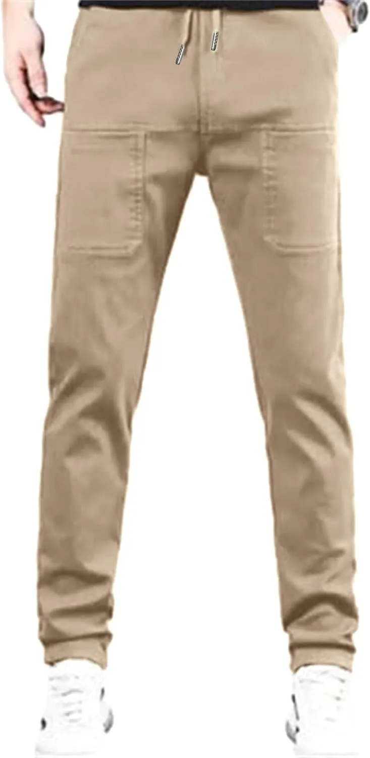 Cargo Pants for Men Hiking Casual Slim Fit Stretch Slacks Big Tall Flat Front Flex Golf Straight Pants