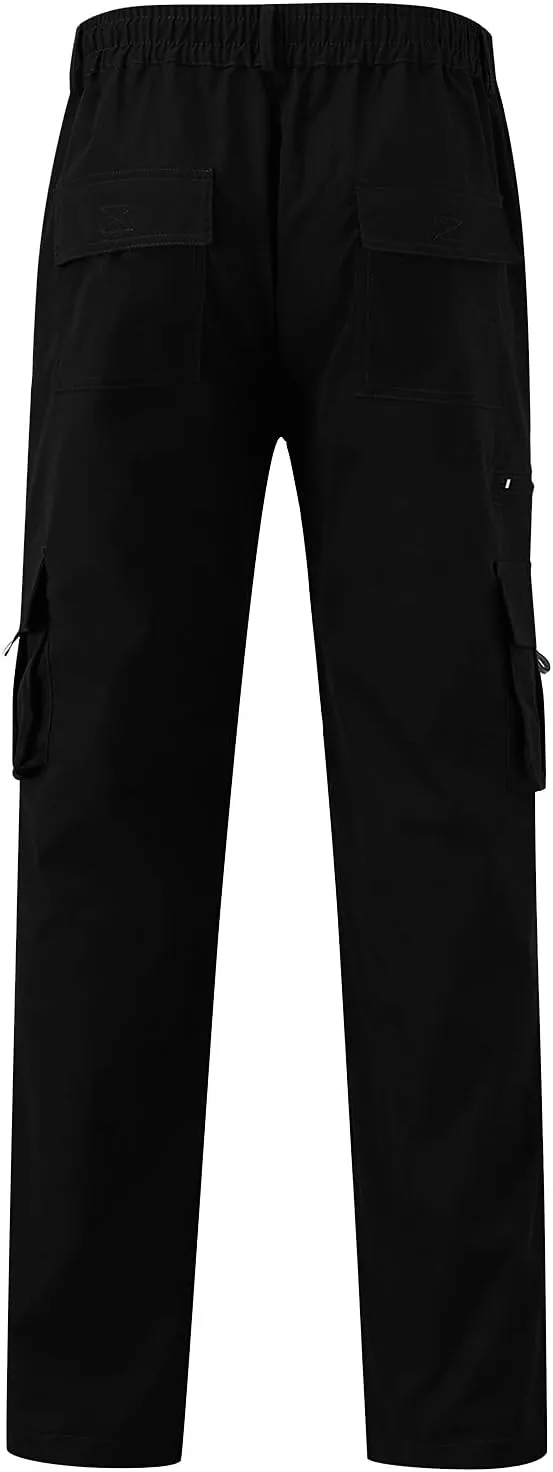 Cargo Pants for Men Relaxed Fit Man Sizes Casual Jogger Pant Men's Fleece Lined Cargo Sweatpants Open Bottom Straight