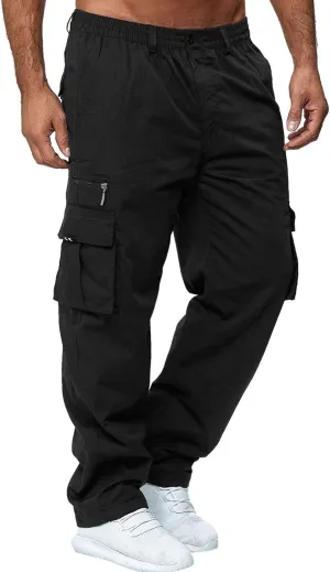 Cargo Pants for Men Relaxed Fit Man Sizes Casual Jogger Pant Men's Fleece Lined Cargo Sweatpants Open Bottom Straight