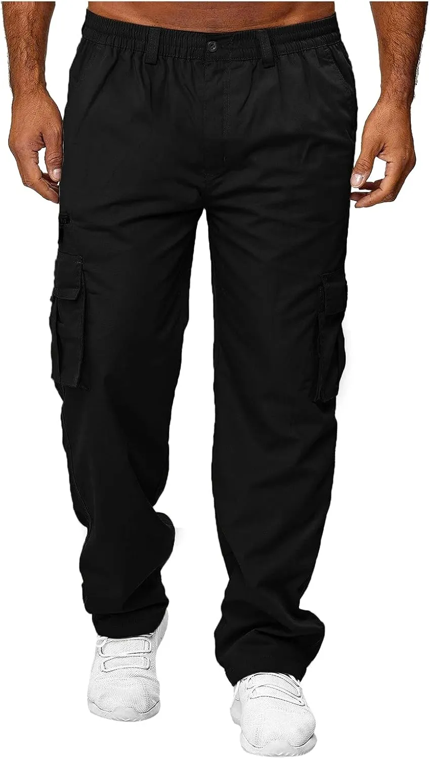 Cargo Pants for Men Relaxed Fit Man Sizes Casual Jogger Pant Men's Fleece Lined Cargo Sweatpants Open Bottom Straight