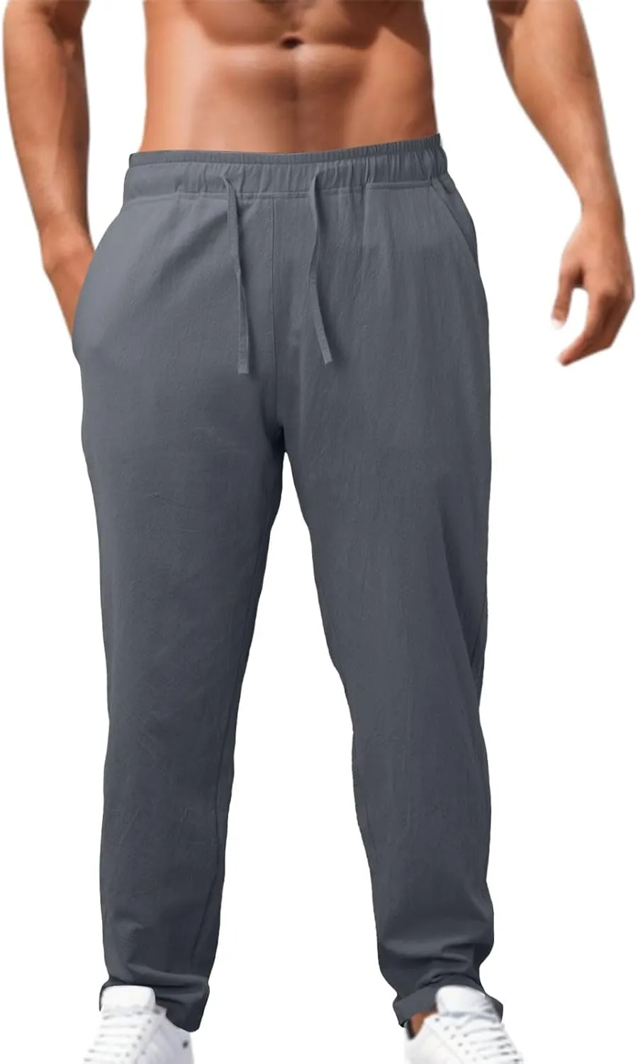 Cargo Work Pant Men's Linen Casual Pants Running Sports Lounge Sweatpant Loose Fit Joggers