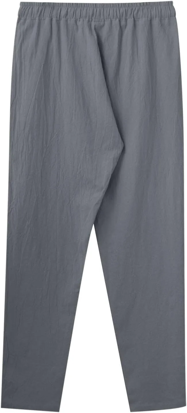 Cargo Work Pant Men's Linen Casual Pants Running Sports Lounge Sweatpant Loose Fit Joggers
