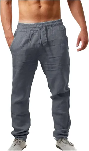 Cargo Work Pant Men's Linen Casual Pants Running Sports Lounge Sweatpant Loose Fit Joggers